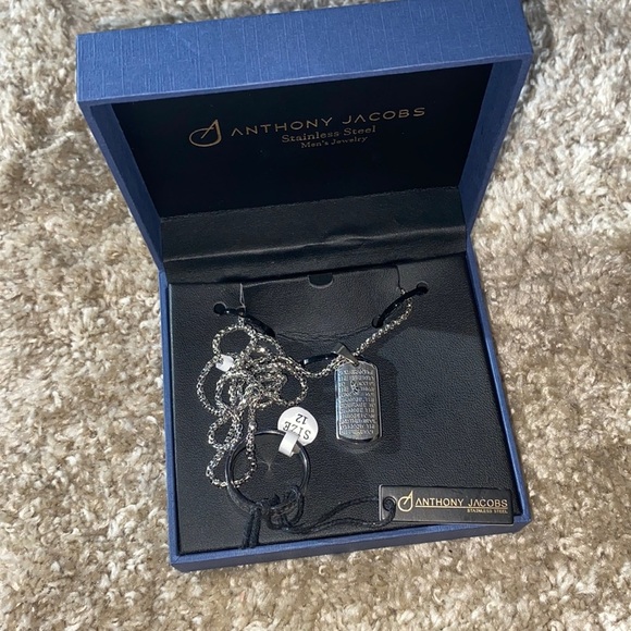Anthony Jacobs “Grant Me the Serenity Prayer” Stainless Steel Necklace w/ Ring - Picture 1 of 6